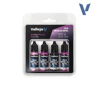Vallejo True Metallic Paint Set, Sapphire Blue for Metal Painting, Includes Base, Light, Shade, Airbrush, BSL System for Consistent Results, 4 Colors
