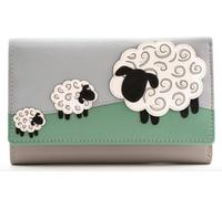 Valais Leather Field of Sheep Grey Green Tri-Fold Purse Wallet