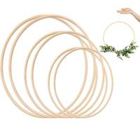VALAM Set of 6 Floral Bamboo Crown Rings Macrame Wooden Hoop for Dream Catchers, Dream Catcher Round Wooden Ring Bamboo Hoop DIY Craft Tools, 3 Sizes (10, 12.5, 15 cm) (1)