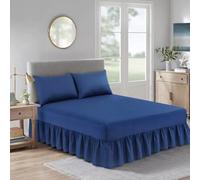 Valance Fitted Sheet - Soft Brushed Polycotton Extra Deep Frilled Valance Fitted Sheet - Pleated - Hotel Quality Elasticated Bed Skirt- King Royal Blue