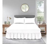 Valance Fitted Sheet - Soft Brushed Polycotton Extra Deep Frilled Valance Fitted Sheet - Pleated - Hotel Quality Elasticated Bed Skirt- King white