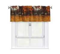 Valance Rod Short Curtain 54x18in WHJSSF Autumn Wind and Falling Leaves Pattern Home Decoration Filter Sunlight for Living Room Kitchen Studio