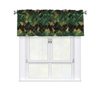 Valance Rod Short Curtain 54x18in WHJSSF Black and Green Plaid 2 Pattern Home Decoration Blackout Breathable for Bedroom Living Room Bathroom