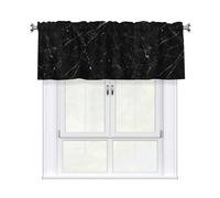 Valance Rod Short Curtain 54x18in WHJSSF Black Marble Veins Pattern Home Decoration Blackout Breathable for Bedroom Living Room Bathroom