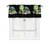 Valance Rod Short Curtain 54x18in WHJSSF Little Turtle On The Stone Pattern Home Decoration Filter Sunlight for Living Room Kitchen Studio