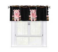 Valance Rod Short Curtain 54x18in WHJSSF Pink Pig On The Swing Picture Home Decoration Filter Sunlight for Living Room Kitchen Studio