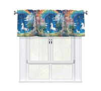 Valance Rod Short Curtain 54x18in WHJSSF Pretty Unicorns Pattern Home Decoration Blackout Breathable for Bedroom Living Room Bathroom
