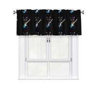 Valance Rod Short Curtain 54x18in WHJSSF Rock and roll Black cat with Guitar Pattern Home Decoration Blackout Breathable for Bedroom Living Room Bathroom