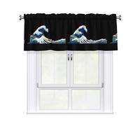 Valance Rod Short Curtain 54x18in WHJSSF Terrible Waves Picture Home Decoration Filter Sunlight for Living Room Kitchen Studio