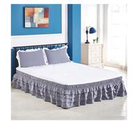 Valance Sheet Double Bed 4-story Ruffle Bed Skirt Surrounding Elastic Bedspread No Surface Family Hotel Double(Grey,A pair of matching p)