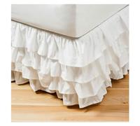 Valance Sheet Double Bed 4-story Ruffle Bed Skirt Surrounding Elastic Bedspread No Surface Family Hotel Double(White,A pair of matching p)