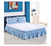 Valance Sheet Double Bed 4-story Ruffle Bed Skirt Surrounding Elastic Bedspread No Surface Family Hotel Double(Blue,A pair of matching p)