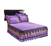 Valance Sheet Double Bed,Double Valance Sheet Luxury Lace Bed Skirt Bedspreads Bedding Thicken Velvet Plush Quilted Embossing Spread For Home Not Including Pillowcase(06,1pc Skirt 150x200cm)