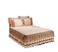 Valance Sheet Double Bed,Double Valance Sheet Luxury Lace Bed Skirt Bedspreads Bedding Thicken Velvet Plush Quilted Embossing Spread For Home Not Including Pillowcase(01,1pc Skirt 200x230cm)