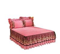 Valance Sheet Double Bed,Double Valance Sheet Luxury Lace Bed Skirt Bedspreads Bedding Thicken Velvet Plush Quilted Embossing Spread For Home Not Including Pillowcase(02,1pc Skirt 200x230cm)