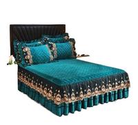 Valance Sheet Double Bed,Double Valance Sheet Luxury Lace Bed Skirt Bedspreads Bedding Thicken Velvet Plush Quilted Embossing Spread For Home Not Including Pillowcase(07,1pc Skirt 200x230cm)