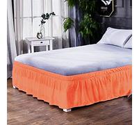Valance Sheet,Pleated Bedding Skirt Without Surface Elastic Band For Bed Queen King Size Ruffled Bed Skirts Base Bed Skirt Double(Cq002 22 Orange,150x200cm)