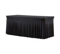 Valance Tablecloth | Festive Writing 180 cm Black Pleated for Banquet Celebration Birthday Baby Shower Christmas Halloween Buffet Event Motifs