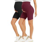 VALANDY Creamlush 2 Pack Maternity Shorts Over The Belly - 5" Biker Workout Yoga Active Athletic Pregnancy Short Pants Lounge Pajama (S-XL)