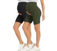VALANDY Creamlush 2 Pack Maternity Shorts Over The Belly - 5" Biker Workout Yoga Active Athletic Pregnancy Short Pants Lounge Pajama (S-XL)