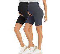VALANDY Creamlush 2 Pack Maternity Shorts Over The Belly - 5" Biker Workout Yoga Active Athletic Pregnancy Short Pants Lounge Pajama (S-XL)