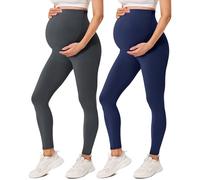 VALANDY Creamlush 2 Pack Women's Maternity Leggings Over The Belly Pregnancy Activewear Workout Yoga Tights Pants