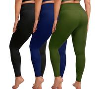 VALANDY Creamlush 3 Pack Plus Size Leggings for Women-High Waisted Soft Stretchy Yoga Pants,L-5XL, 3 Packs - Black/Navy Blue/Olive Green, 5X-Large