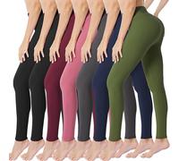 VALANDY Creamlush High Waisted Leggings for Women Buttery Soft Stretchy Tummy Control Workout Yoga Running Pants(S-3XL), 7 Packs-black*2/Burgundy/Dark Pink/Dark Grey/Navy Blue/Olive Green, XXXL