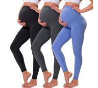 VALANDY Creamlush Maternity Leggings Over Bump Buttery Soft Belly Support Adjustable High Waisted Pregnancy Pants Yoga Pajama Blue