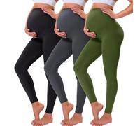 VALANDY Creamlush Maternity Leggings Over Bump Buttery Soft Belly Support Adjustable High Waisted Pregnancy Pants Yoga Pajama Olive