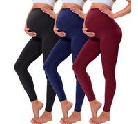 VALANDY Creamlush Maternity Leggings Over Bump Buttery Soft Belly Support Adjustable High Waisted Pregnancy Pants Yoga Pajama Burgundy