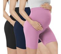 VALANDY Creamlush Maternity Shorts Over Belly - 5" Biker Shorts High Waisted Short Leggings Athletic Running Yoga Pregnancy Pants