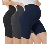VALANDY Creamlush Maternity Shorts Over Belly - 5" Biker Shorts High Waisted Short Leggings Athletic Running Yoga Pregnancy Pants