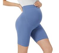 VALANDY Creamlush Maternity Shorts Over Belly - 5" Biker Shorts High Waisted Short Leggings Athletic Running Yoga Pregnancy Pants