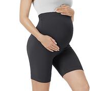 VALANDY Creamlush Maternity Shorts Over Belly - 5" Biker Shorts High Waisted Short Leggings Athletic Running Yoga Pregnancy Pants