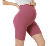VALANDY Creamlush Maternity Shorts Over Belly - 5" Biker Shorts High Waisted Short Leggings Athletic Running Yoga Pregnancy Pants