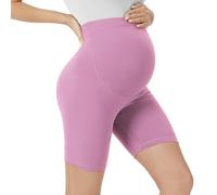 VALANDY Creamlush Maternity Shorts Over Belly - 5" Biker Shorts High Waisted Short Leggings Athletic Running Yoga Pregnancy Pants
