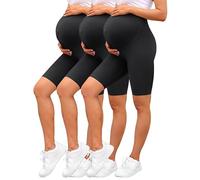 VALANDY Creamlush Maternity Shorts Over Belly - 8" Biker Shorts High Waisted Short Leggings Athletic Running Yoga Pregnancy Pants