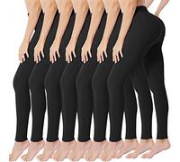 VALANDY High Waisted Leggings for Women Buttery Soft Stretchy Tummy Control Workout Yoga Running Pants One&Plus Size, 7Pairs Black, L-XL