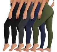 VALANDY High Waisted Leggings for Women Exercise Gym Clothes Stretch Tummy Control Workout Running Yoga Pants Reg&Plus Size, 5 Packs-Black*2/Navy/Dark Gray/Olive, Large-X-Large