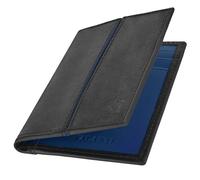 VALANTI Leather Card Holder Wallet for Men & Women - Slim RFID Blocking Minimalist Wallet - 9 Slot Credit Card Holder & Money Organiser - Premium Mens Wallets UK with Gift Box (Black/Blue)