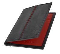 VALANTI Leather Card Holder Wallet for Men & Women - Slim RFID Blocking Minimalist Wallet - 9 Slot Credit Card Holder & Money Organiser - Premium Mens Wallets UK with Gift Box (Black/Red)
