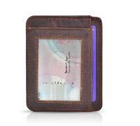 VALANTI Leather Card Holder Wallet for Men & Women - Slim RFID Blocking Minimalist Wallet - 9 Slot Credit Card Holder & Money Organiser - Mens Wallets UK with Gift Box (Brown)