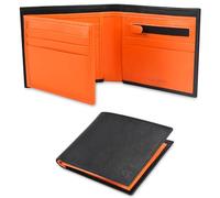 Valanti Wallet for Men - Premium Genuine Leather Mens Wallets with RFID Blocking, Slim Credit Card Holder with Coin Pocket, Luxury Leather Wallets for Men UK - Thoughtful Gift for Him (Orange)