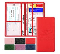 Valardoh Premium Car Registration and Insurance Card Holder, Car Document Holder for Cards, Driver License & other Essential Documents (Black), Red, Minimalist