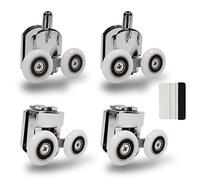 Valaw 23mm Shower Door Wheel Rollers Top and Bottom (4-Pack) Zinc Alloy - Chrome - Comes with Squeegee
