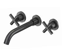 VALAZ Matte Black Dual Handle Basin Recessed Faucet