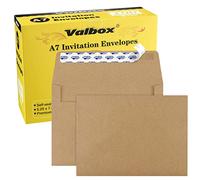 ValBox 100 Qty A7 Invitation Envelopes 5 x 7, 120GSM Brown Kraft Paper Envelopes for 5x7 Cards, Self Seal, Weddings, Invitations, Baby Shower, Stationery, Office, 5.25 x 7.25 Inches