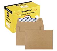 ValBox A1 Invitation Envelopes 100 Qty - 3.5 x 5" Brown Envelopes Self Seal for Invitations, Wedding, Baby Shower, Small Gift Cards, Thank You Notes, RSVP - 5.125 x 3.625 Inches