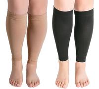 Valcatch 2 Pairs Calf Compression Sleeves for Women & Men 20-30mmgh, Plus Size Compression Leg Sleeves Support Brace for Running Cycling, Relieve Varicose Veins, Swelling, Soreness, Shin splints